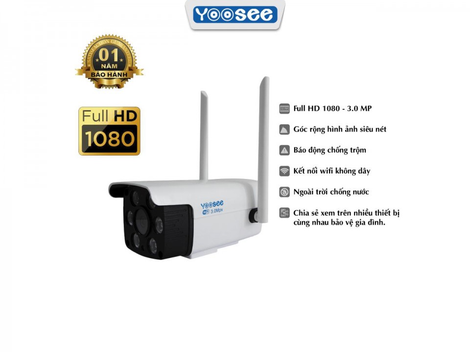 Camera wifi yoosee ngoài trời ZQ25H 3.0MP góc rộng hình ảnh sắc nét nhất