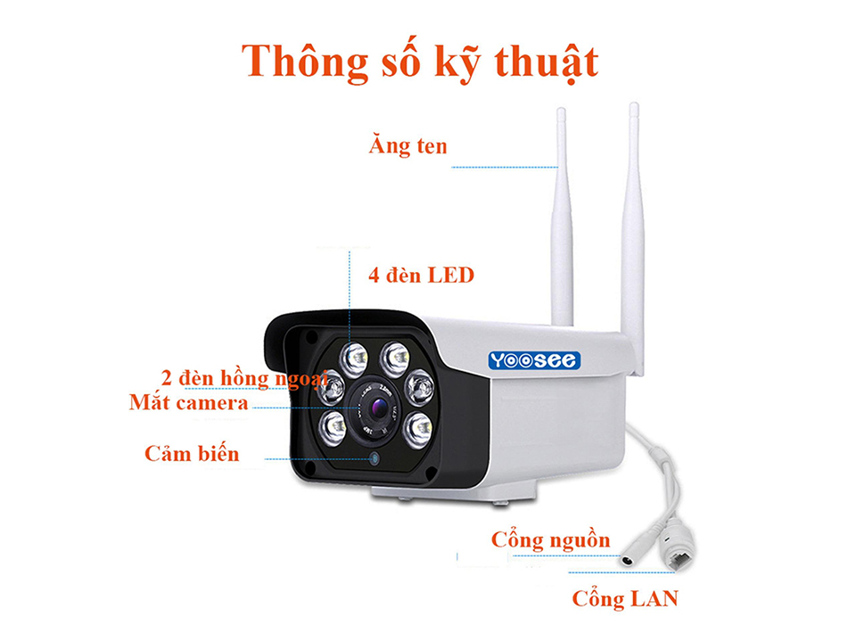 Camera Wifi Yoosee vỏ sắt ngoài trời A28 FullHD1080-2.0MP chống trộm thông minh